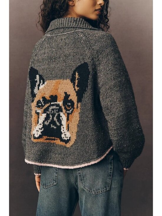 Pilcro Sweaters - The Jesse Dog Icon Cardigan by Pilcro Bulldog XS